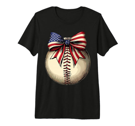 American Baseball Coquette Bow T-Shirt - Novelty Apparel for Adults - T-Shirt, Sweatshirt, Hoodie