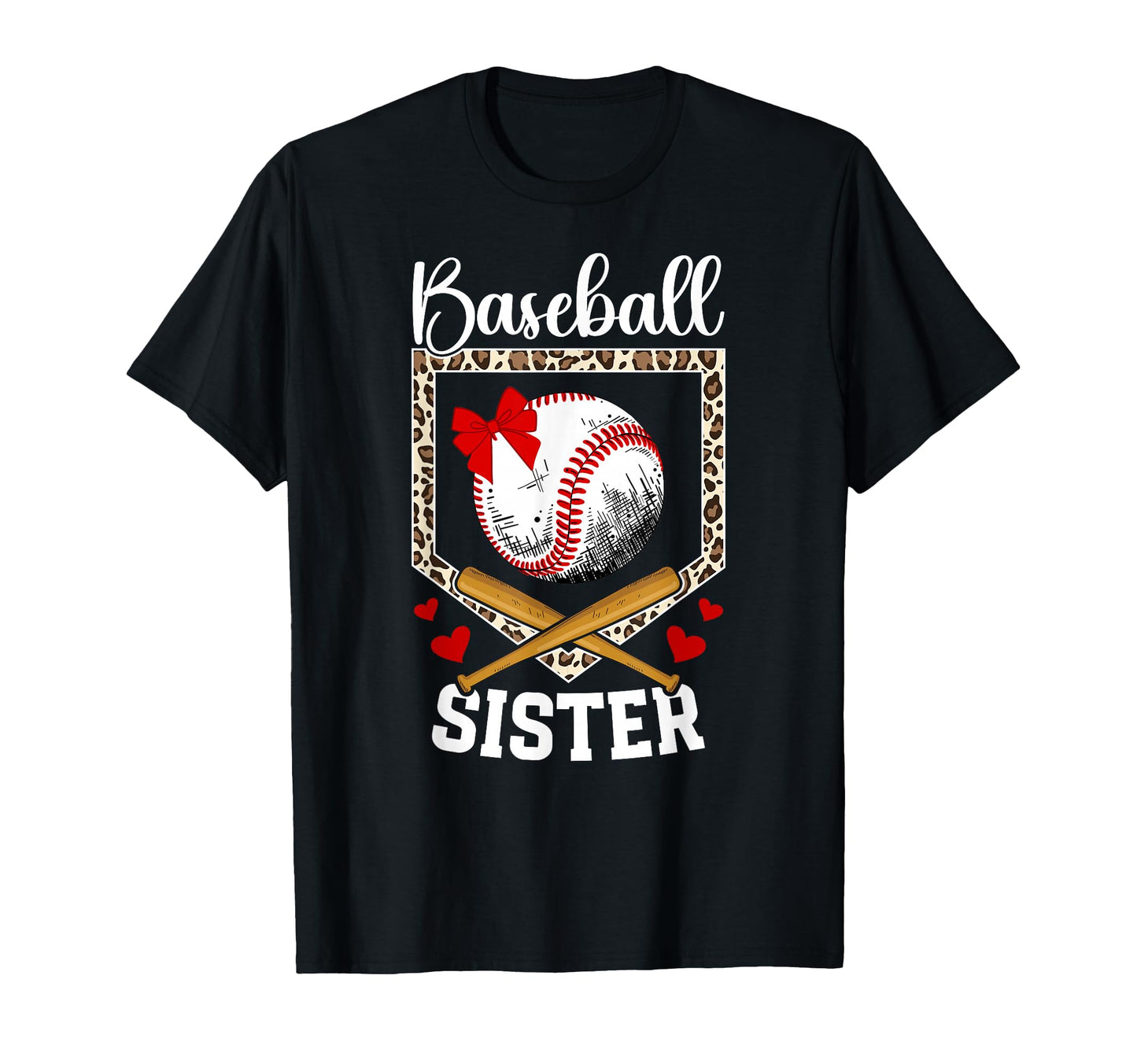 Baseball Sister Leopard Sister Baseball T-Shirt - Graphic Print Unisex - T-Shirt, Sweatshirt, Hoodie