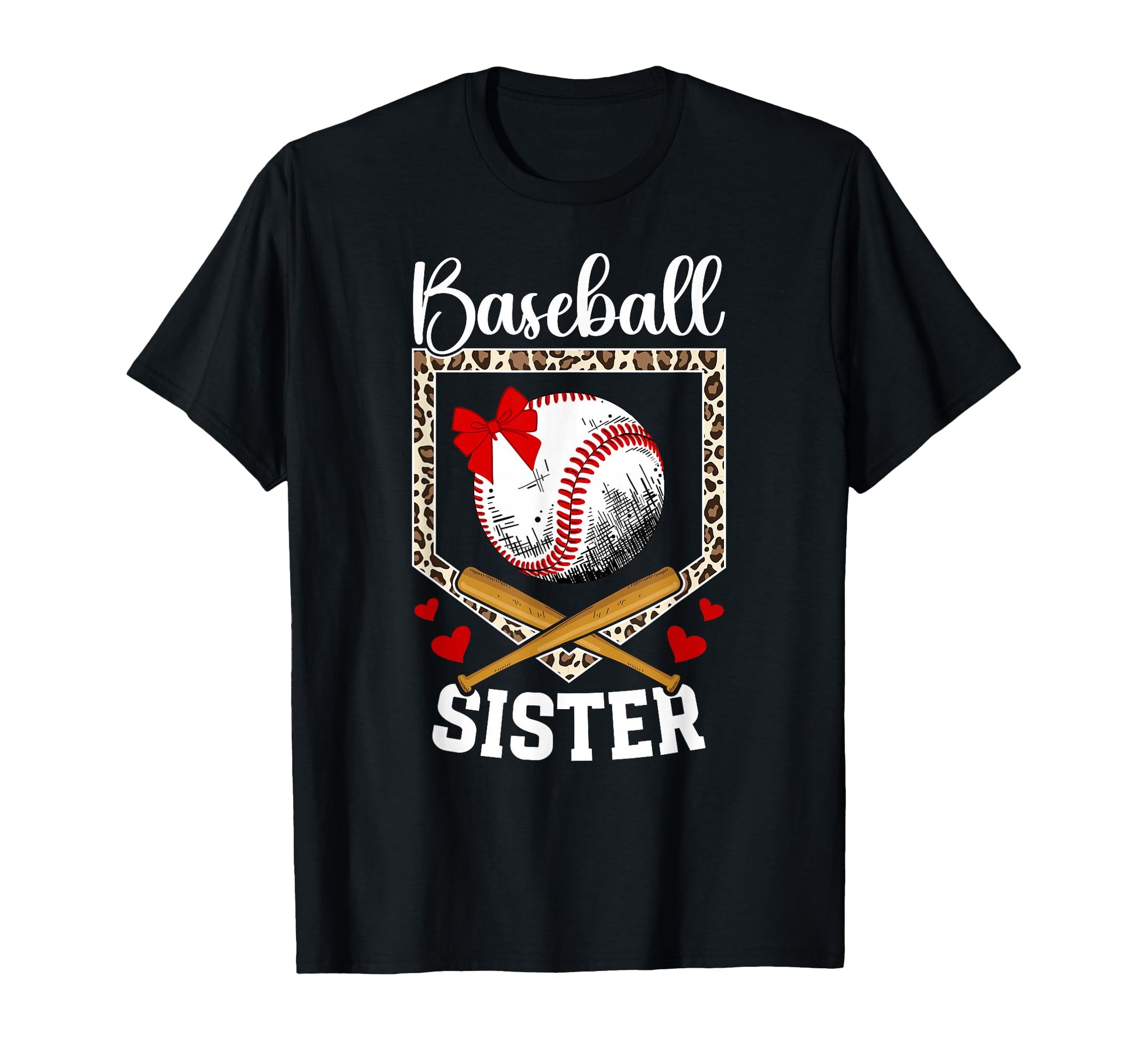 Baseball Sister Leopard Sister Baseball T-Shirt - Graphic Print Unisex - T-Shirt, Sweatshirt, Hoodie