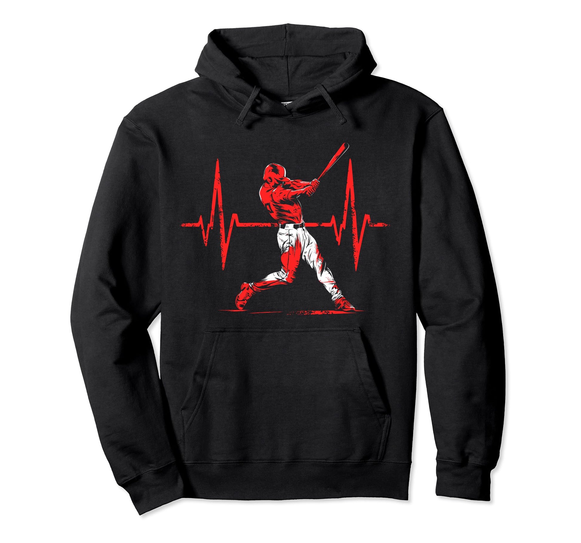 Baseball Heartbeat Funny Baseball Hoodie - Casual Everyday Wear for Adults - T-Shirt, Sweatshirt, Hoodie