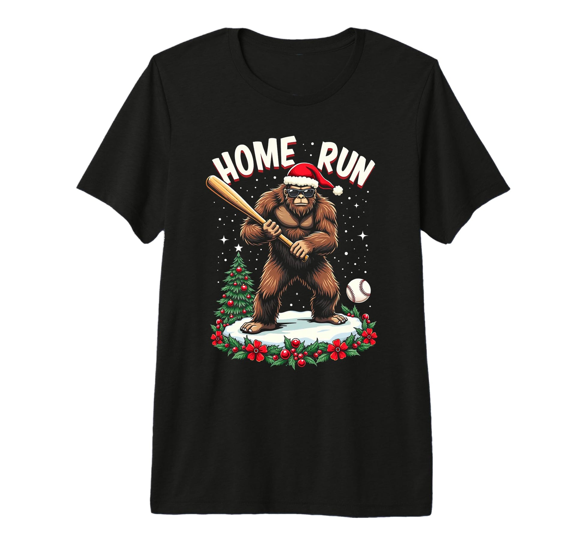 Homerun Bigfoot Playing Baseball Baseball T-Shirt - Graphic Print Unisex - T-Shirt, Sweatshirt, Hoodie