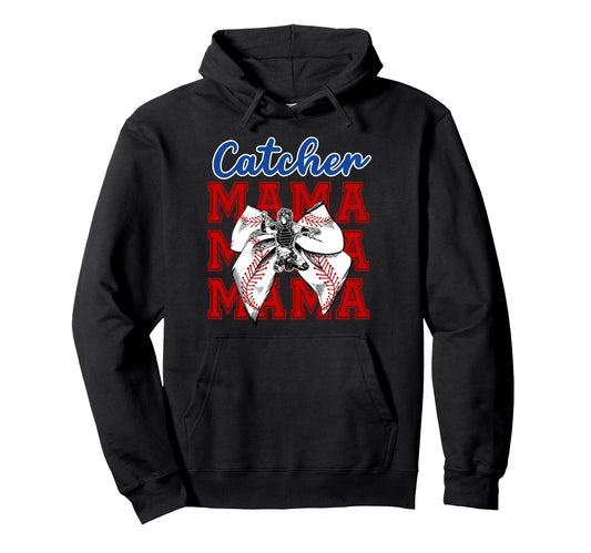 Baseball Catcher Mama Coquette Hoodie - Casual Everyday Wear Men Women - T-Shirt, Sweatshirt, Hoodie