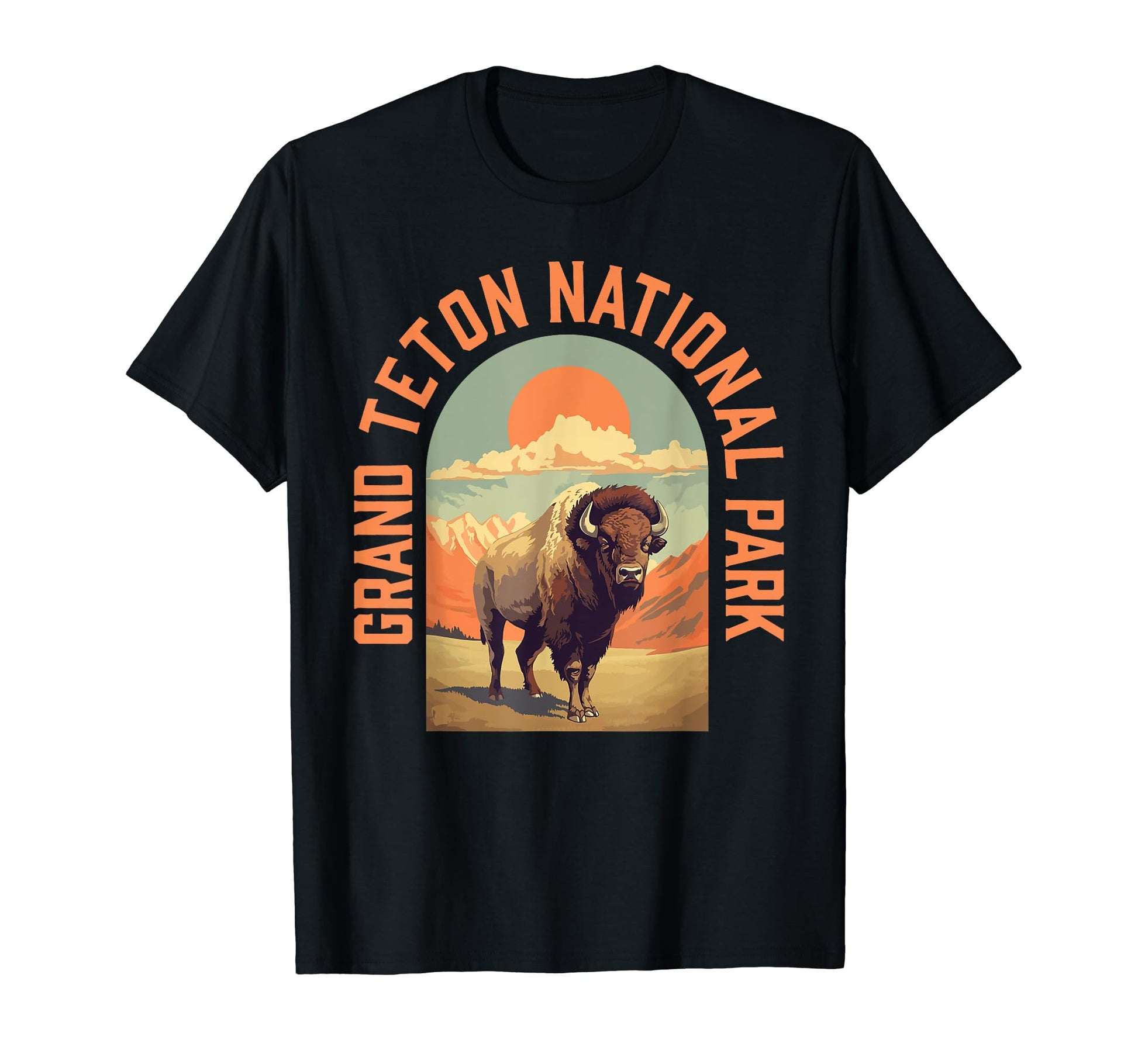 Grand Tetons National Park Bison Jackson T-Shirt - Graphic Print Unisex - T-Shirt, Sweatshirt, Hoodie