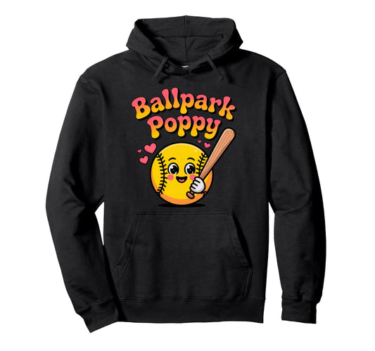 Ballpark Poppy Softball And Baseball Hoodie - Aesthetic Graphic for Adults - T-Shirt, Sweatshirt, Hoodie