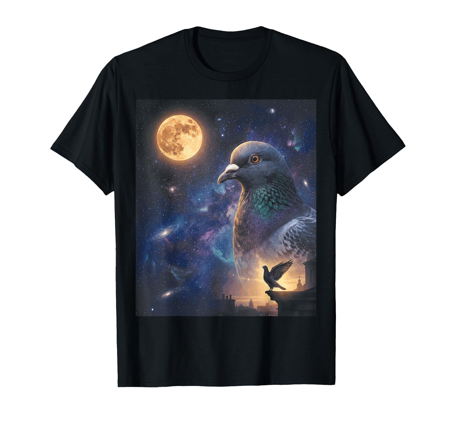 90S Pigeon Cooing Moon Y2K Aesthetic T-Shirt - Minimalist Print Men Women - T-Shirt, Sweatshirt, Hoodie
