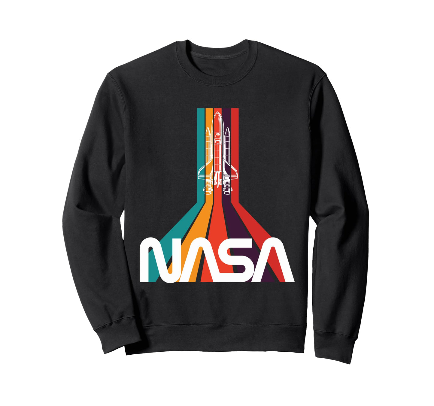 Nasa Stripe Space Shuttle Worm Logo Sweatshirt - Trendy Graphic Men Women - T-Shirt, Sweatshirt, Hoodie