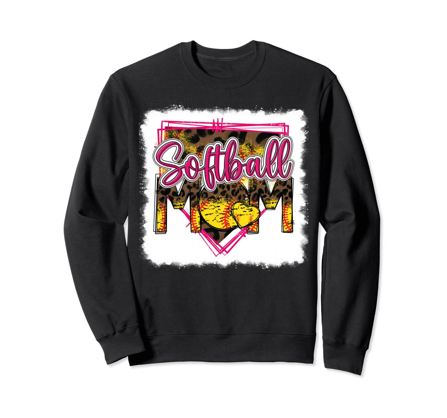 Bleached Softball Mom Leopard Funny Sweatshirt - Aesthetic Graphic Unisex - T-Shirt, Sweatshirt, Hoodie