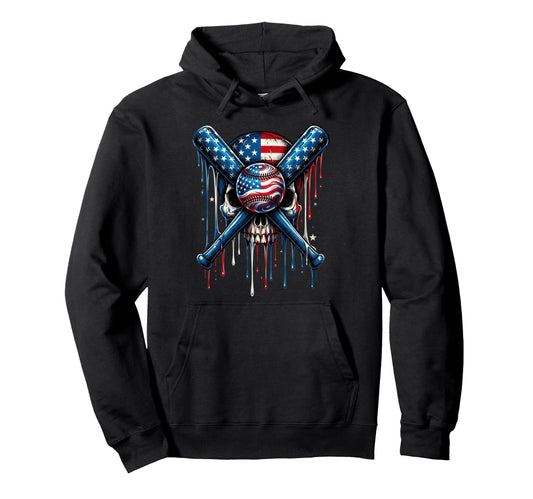 American Flag Baseball Drip Dripping Hoodie - Aesthetic Graphic Men Women - T-Shirt, Sweatshirt, Hoodie