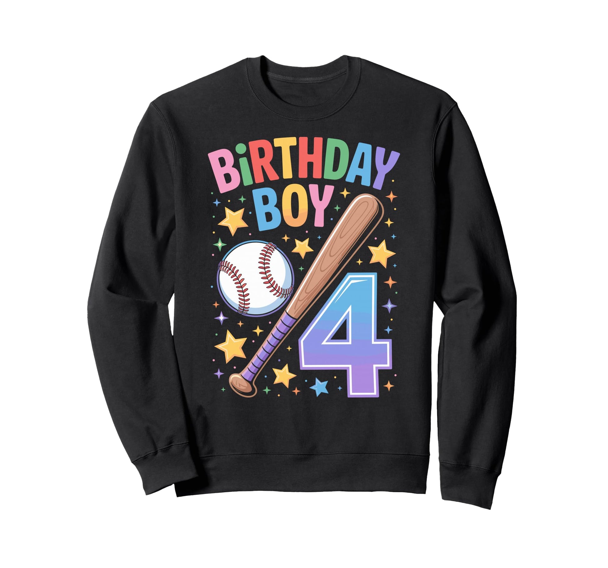 Birthday 4Th Birthday Baseball Sweatshirt - Graphic Print Men Women - T-Shirt, Sweatshirt, Hoodie