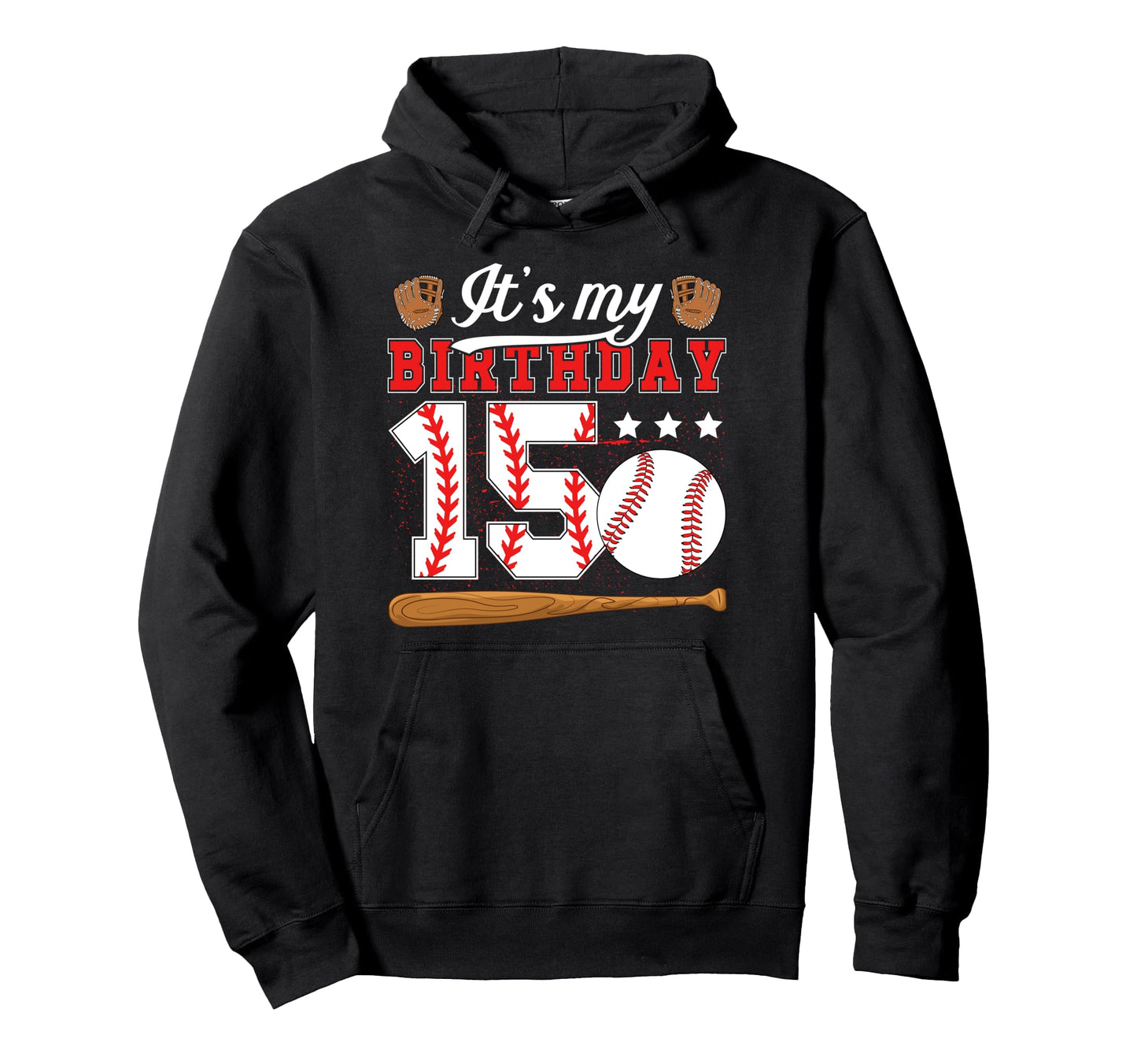 15Th Baseball Birthday Party 15 Year Old Hoodie - Aesthetic Graphic Unisex - T-Shirt, Sweatshirt, Hoodie