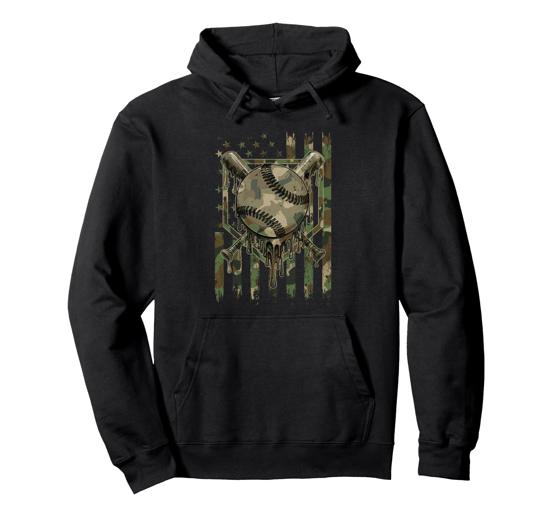 4Th July Baseball Drip American Flag Hoodie - Custom Art Print Men Women - T-Shirt, Sweatshirt, Hoodie