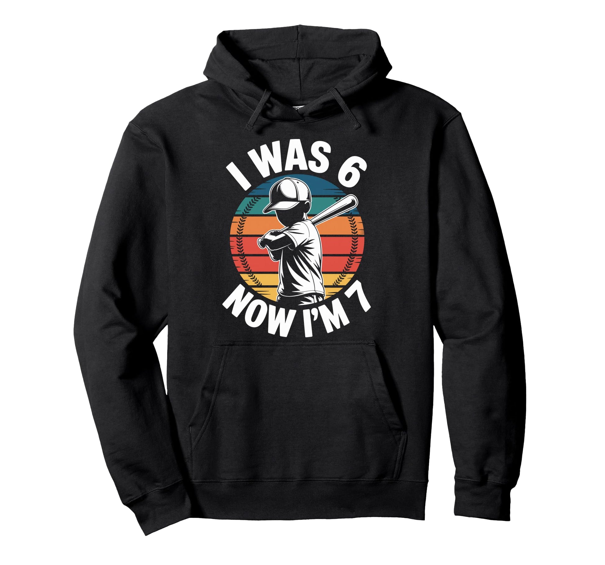I Was 6 Now Im 7 Birthday 67 Baseball Hoodie - Minimalist Print for Adults - T-Shirt, Sweatshirt, Hoodie