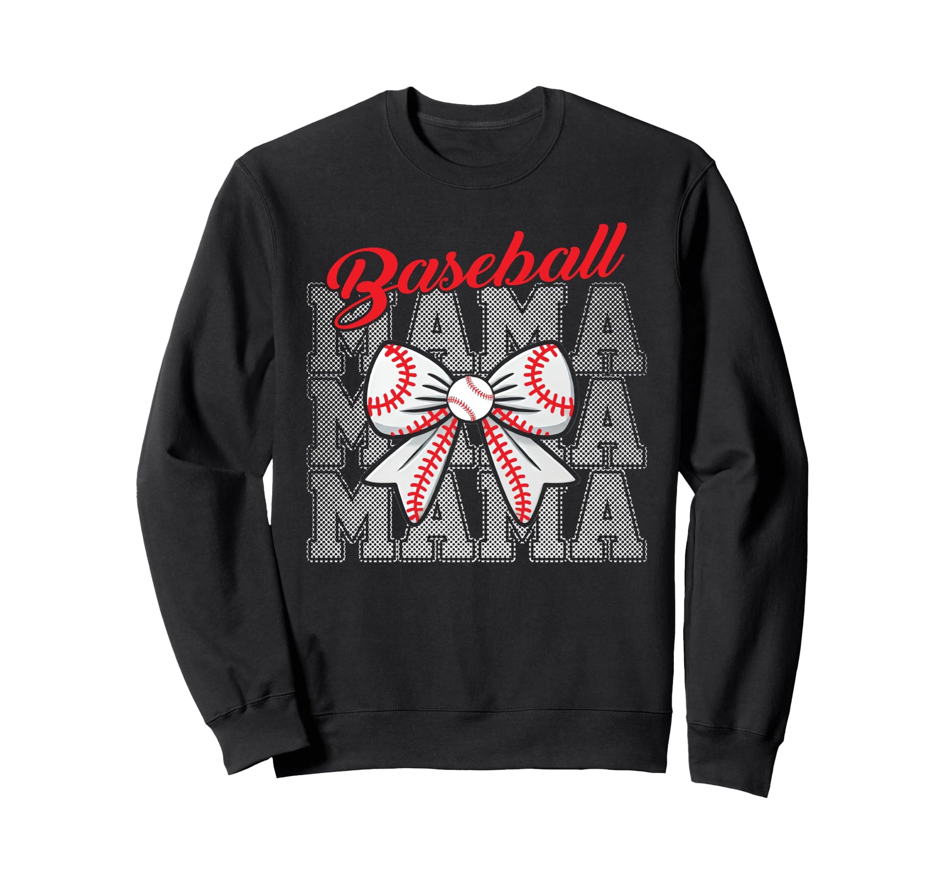 Baseball Mama Bow Mother Ball Playing Sweatshirt - Graphic Print Men Women - T-Shirt, Sweatshirt, Hoodie