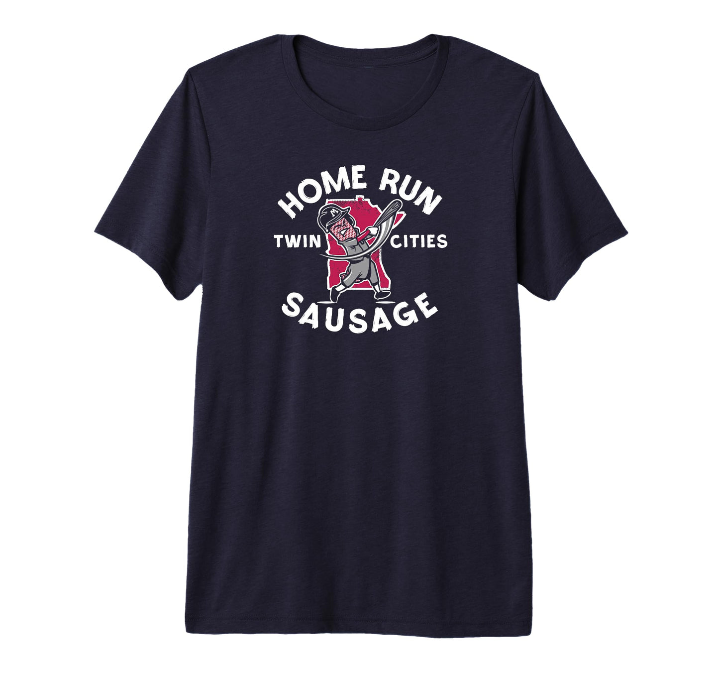 Home Run Sausage Navy Minnesota T-Shirt - Trendy Graphic for Adults - T-Shirt, Sweatshirt, Hoodie