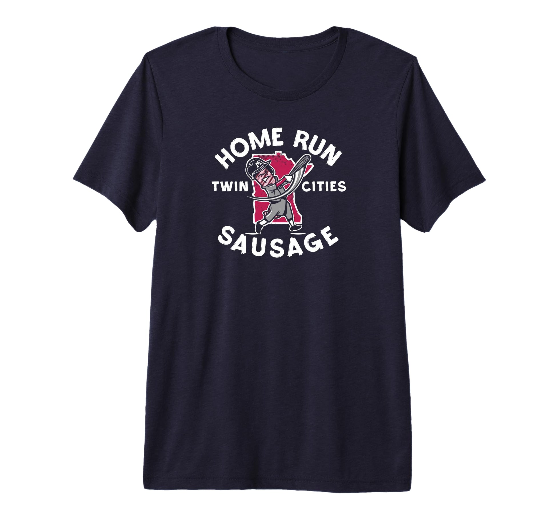 Home Run Sausage Navy Minnesota T-Shirt - Trendy Graphic for Adults - T-Shirt, Sweatshirt, Hoodie