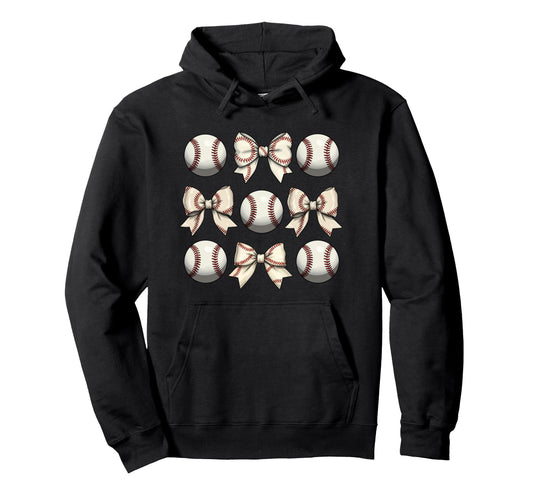 Baseball Coquette Bow Mothers Day Hoodie - Unique Graphic for Adults - T-Shirt, Sweatshirt, Hoodie