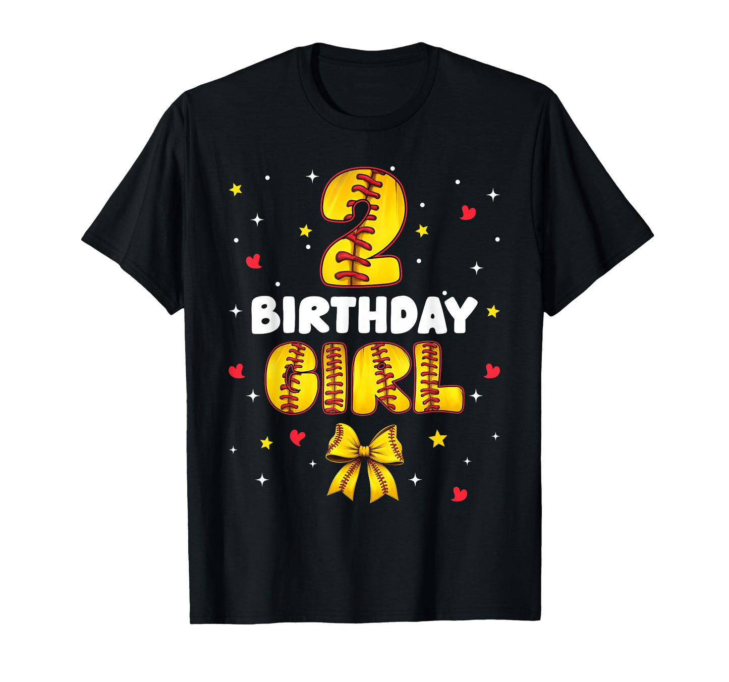 2Nd Birthday Baseball Softball Bow T-Shirt - Minimalist Print Unisex - T-Shirt, Sweatshirt, Hoodie