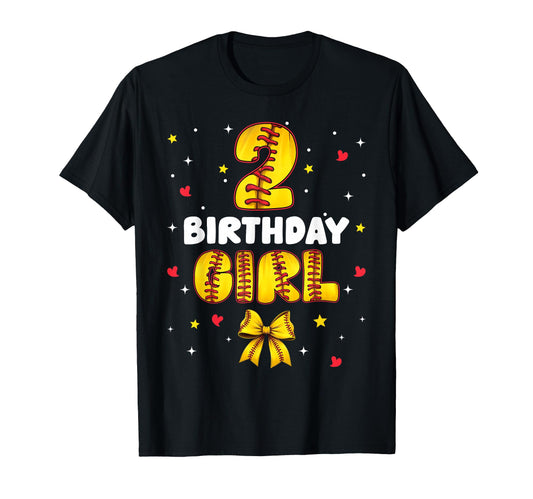 2Nd Birthday Baseball Softball Bow T-Shirt - Minimalist Print Unisex - T-Shirt, Sweatshirt, Hoodie