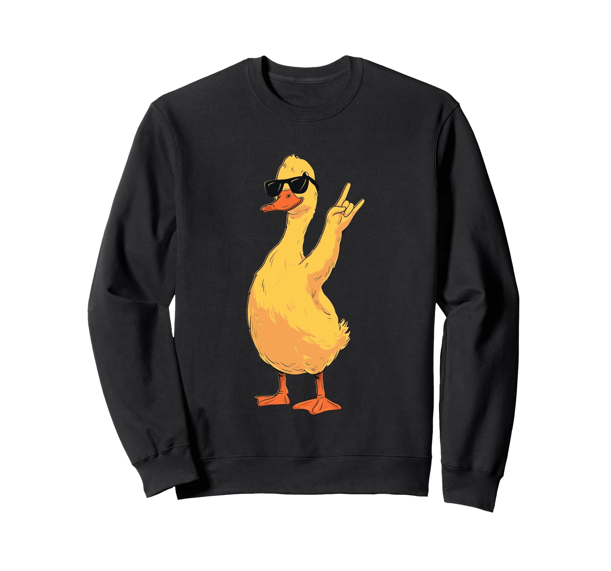 Yellow Duck Rock Hand Sign Punk Bird Sweatshirt - Streetwear Style Unisex - T-Shirt, Sweatshirt, Hoodie