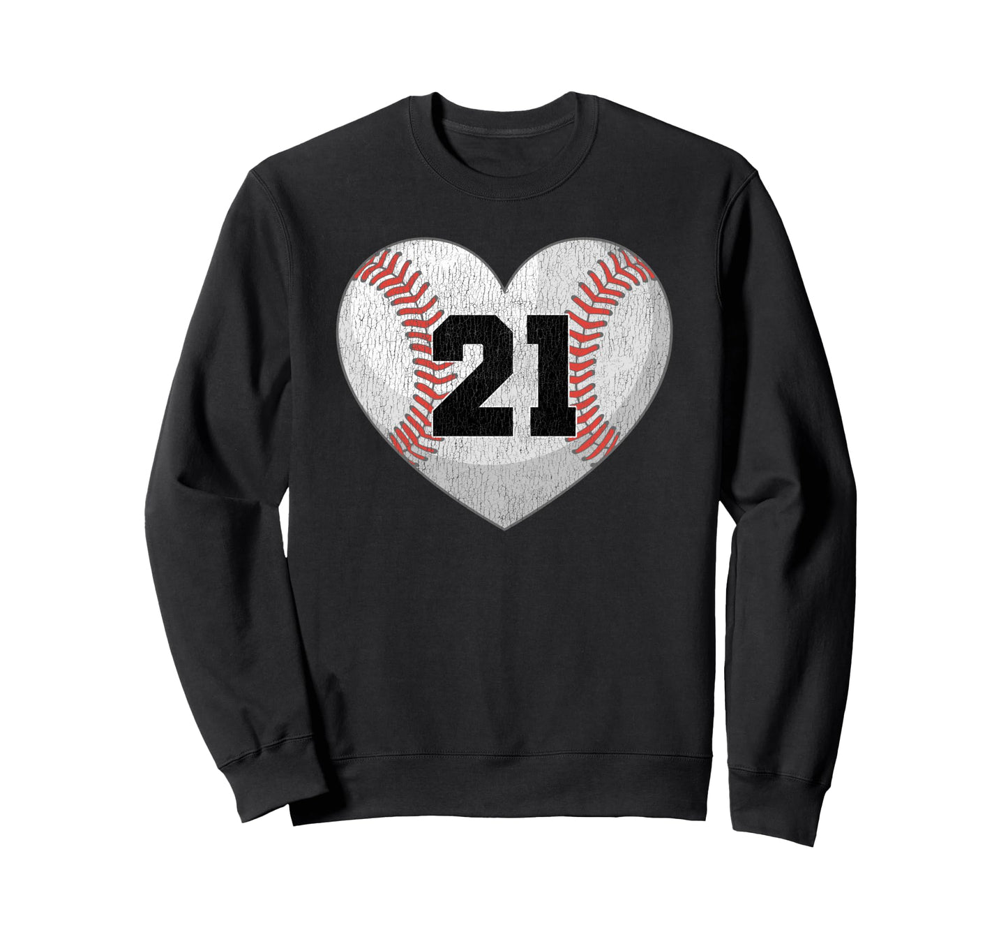 Baseball Number 21 Distressed Sweatshirt - Custom Art Print for Adults - T-Shirt, Sweatshirt, Hoodie