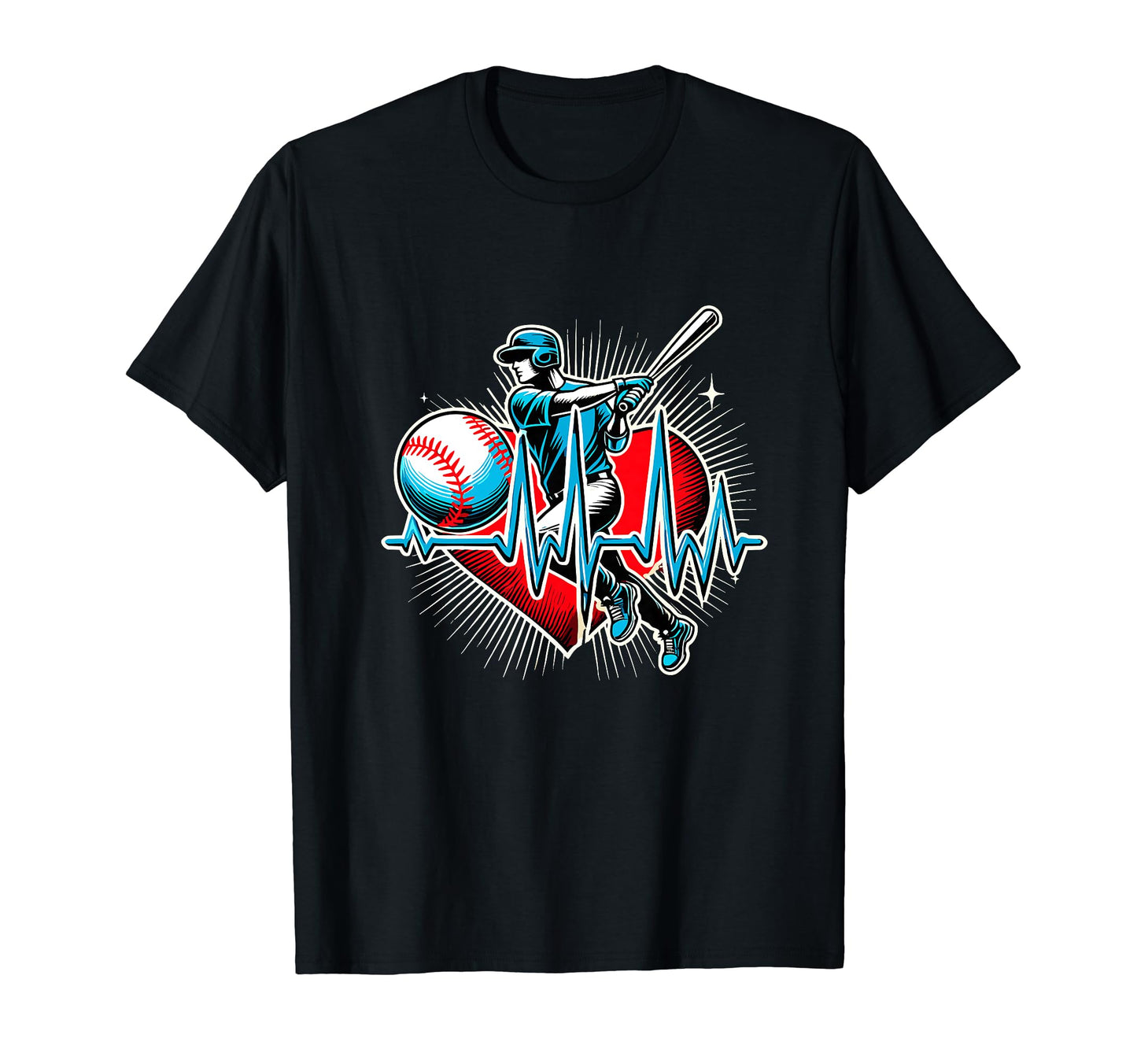 Funny Baseball Heartbeat Baseball T-Shirt - Custom Art Print Men Women - T-Shirt, Sweatshirt, Hoodie