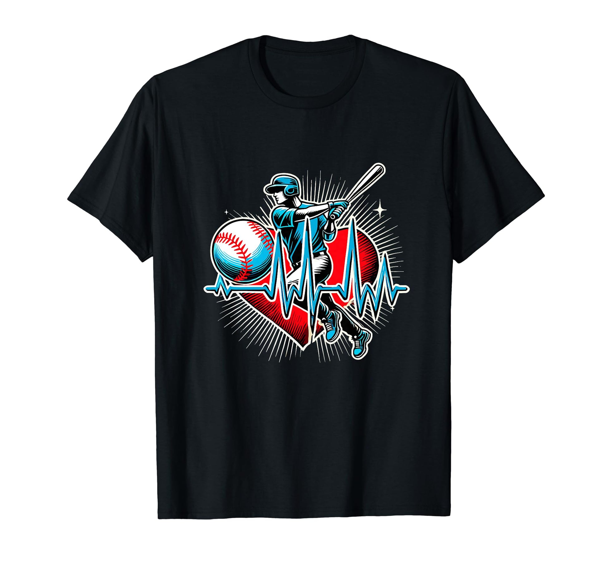 Funny Baseball Heartbeat Baseball T-Shirt - Custom Art Print Men Women - T-Shirt, Sweatshirt, Hoodie