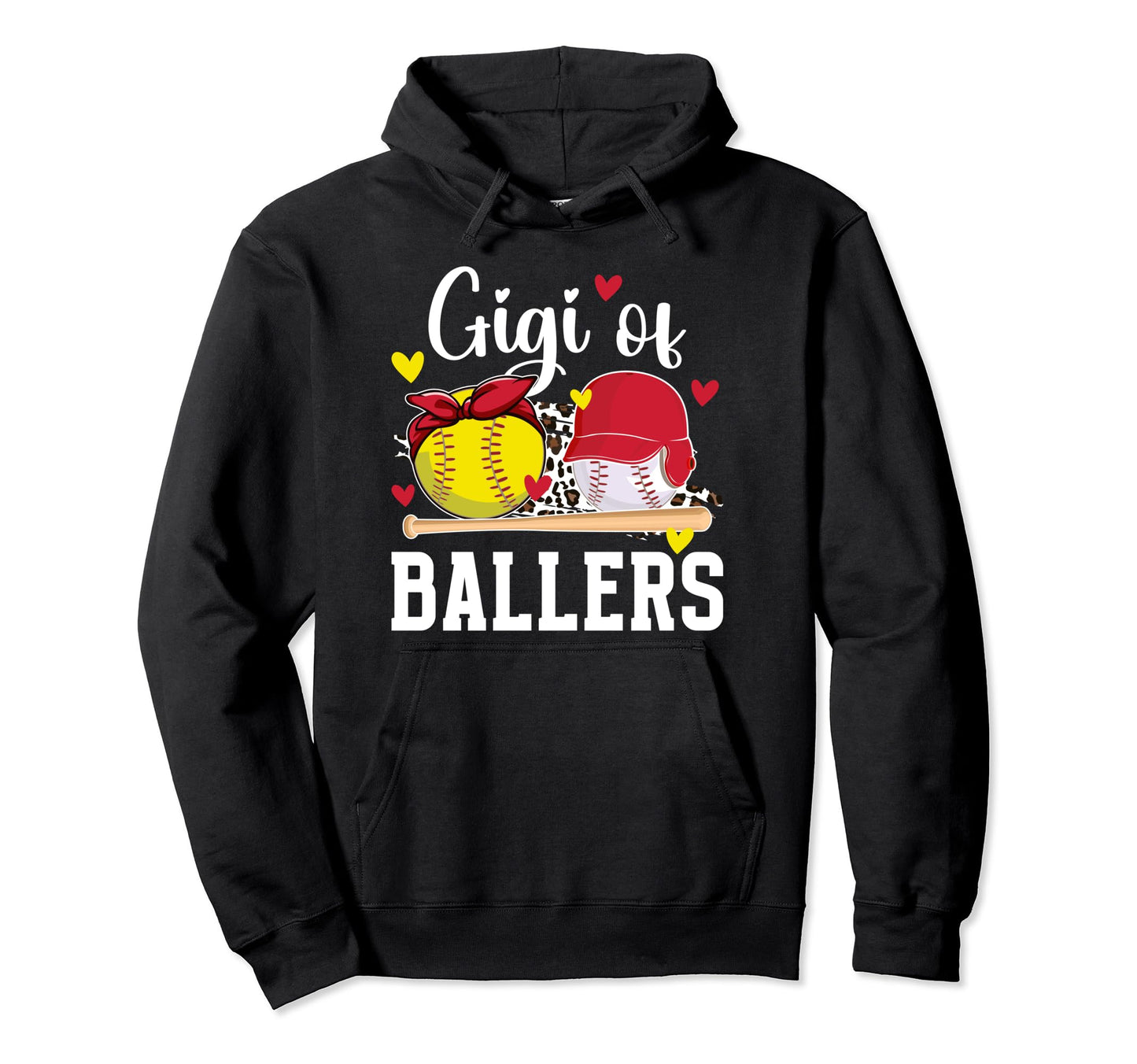 Gigi Ballers Leopard Softball Baseball Hoodie - Streetwear Style Unisex - T-Shirt, Sweatshirt, Hoodie