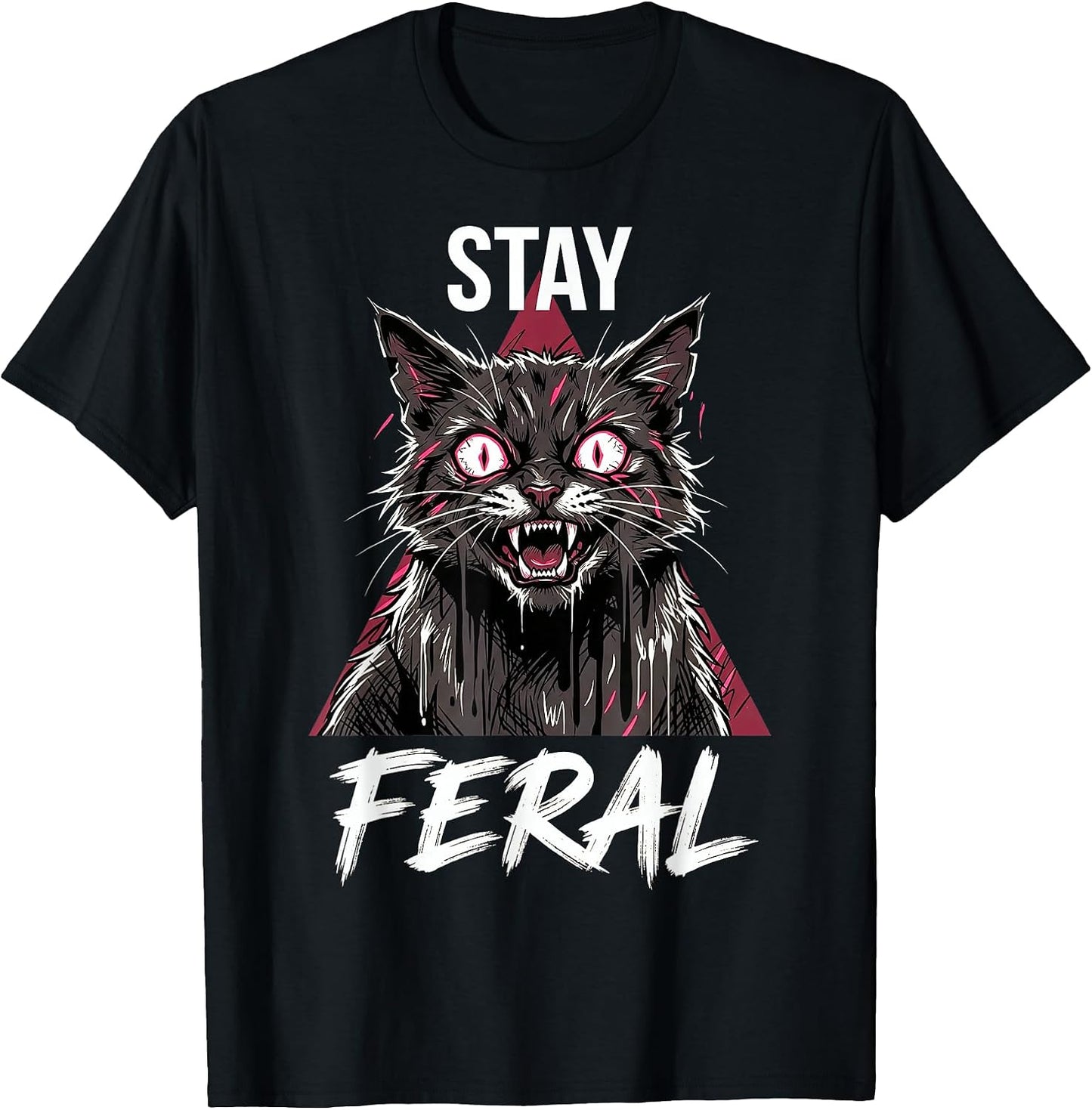 Stay Feral Angry Funny Cat Meme Animal Lover - Adult & Kids T-Shirts, Sweatshirts & Hoodies apparel design preview 1