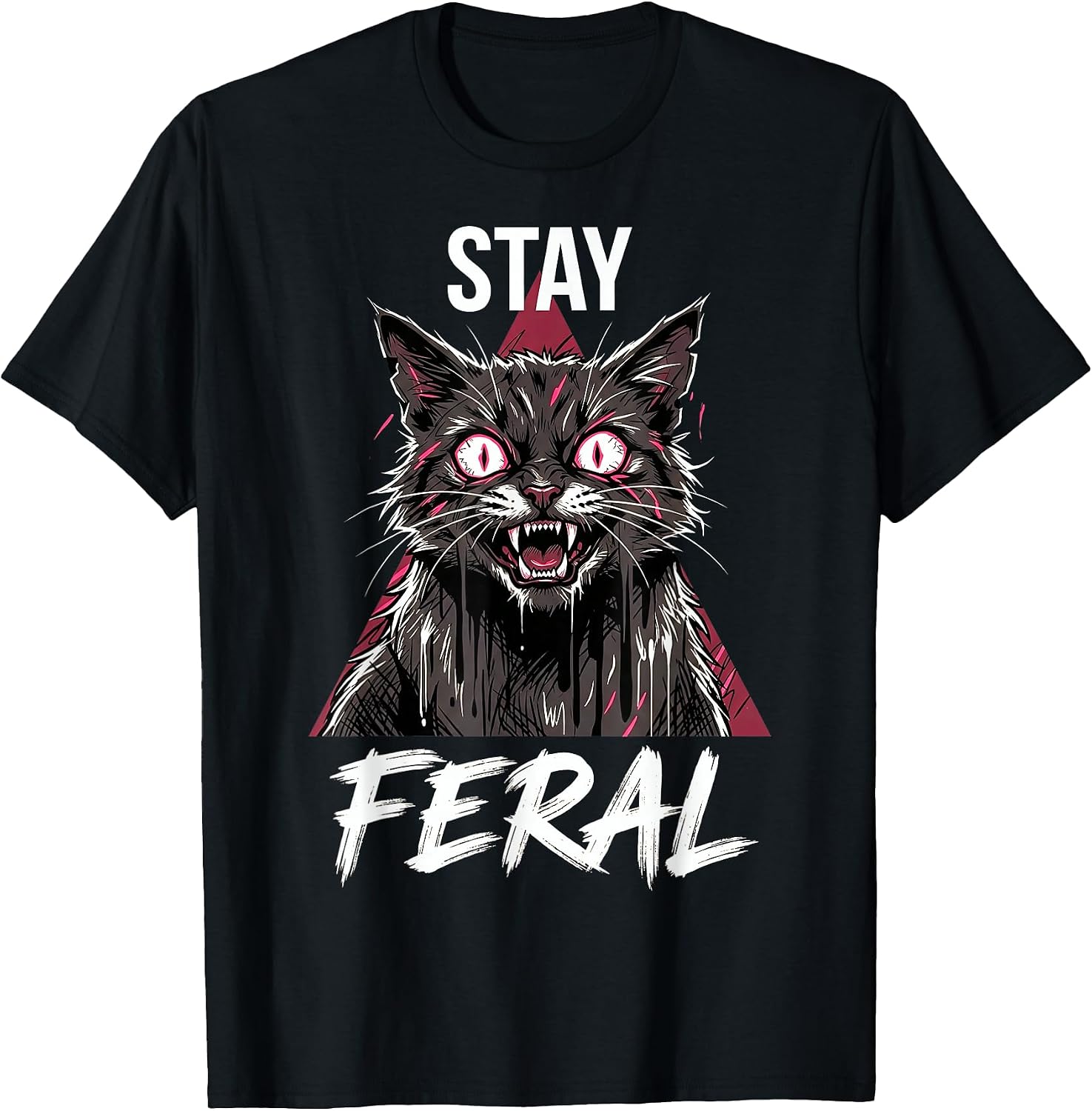 Stay Feral Angry Funny Cat Meme Animal Lover - Adult & Kids T-Shirts, Sweatshirts & Hoodies apparel design preview 1