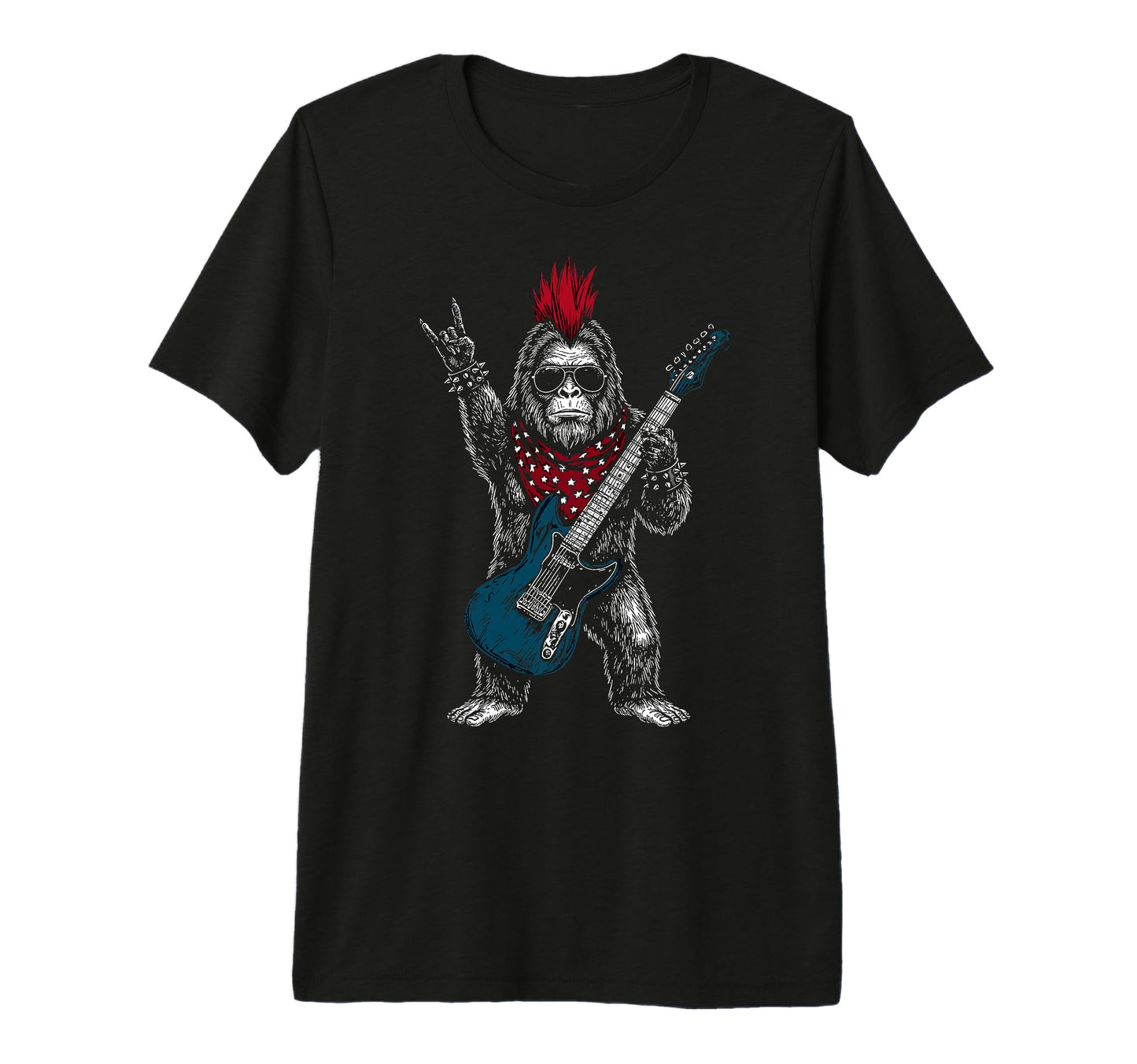 Funny Bigfoot Playing Guitar Usa T-Shirt - Aesthetic Graphic Men Women - T-Shirt, Sweatshirt, Hoodie