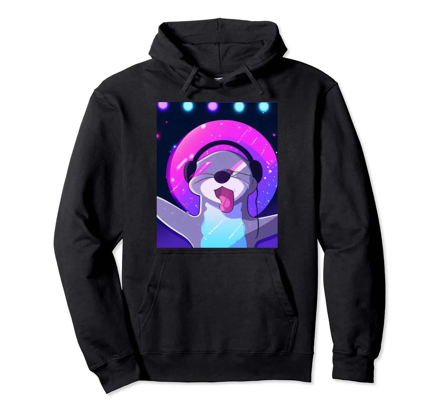 Otter Vaporwave Aesthetic Dj Otter Hoodie - Minimalist Print for Adults - T-Shirt, Sweatshirt, Hoodie