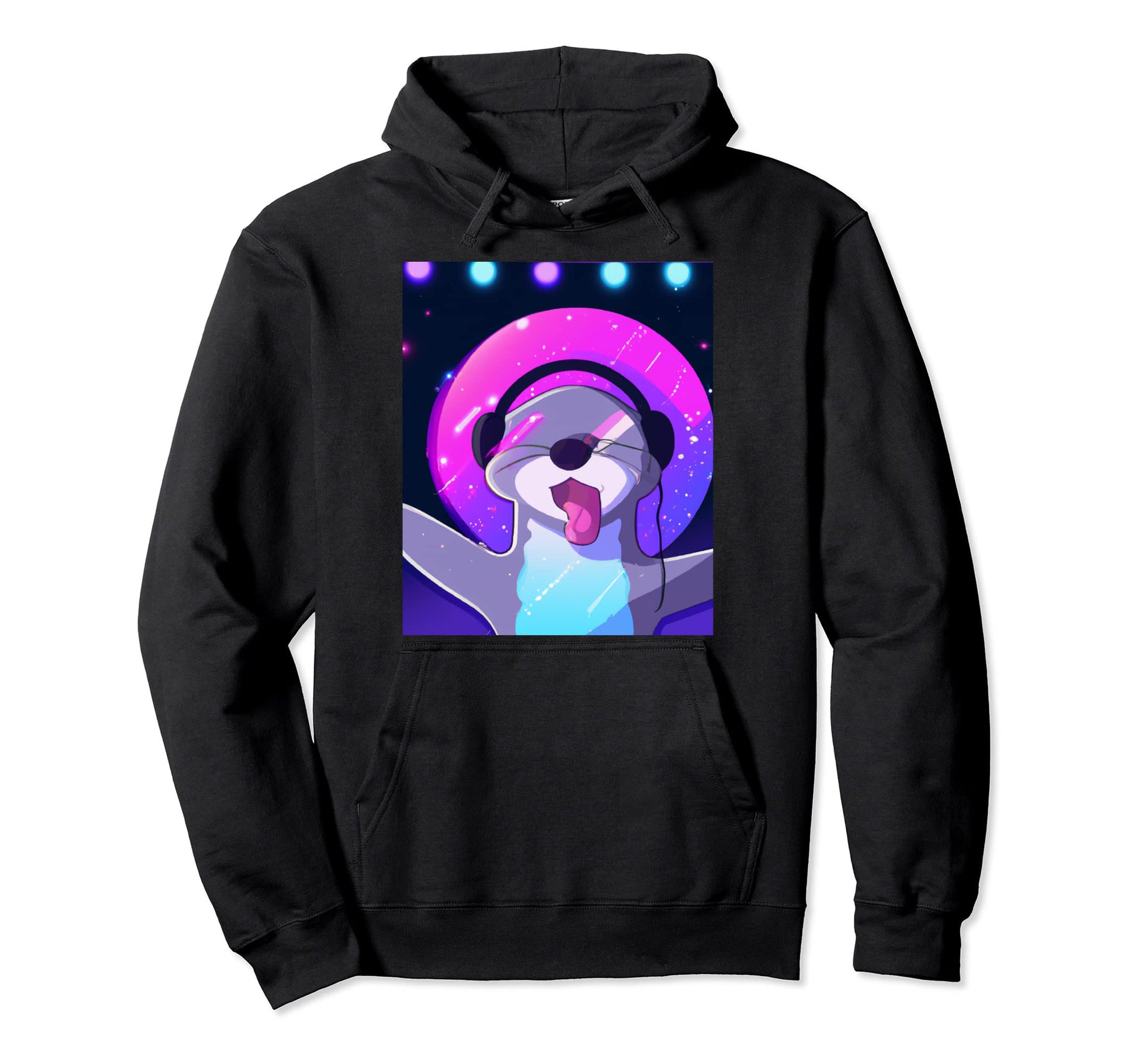 Otter Vaporwave Aesthetic Dj Otter Hoodie - Minimalist Print for Adults - T-Shirt, Sweatshirt, Hoodie