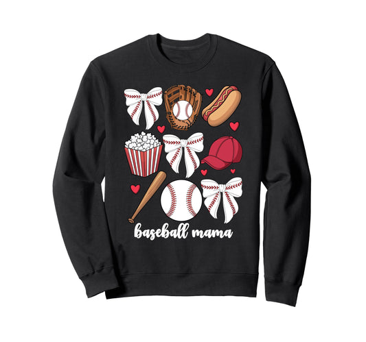 Baseball Coquette Bow Bows Cheer Sweatshirt - Minimalist Print Unisex - T-Shirt, Sweatshirt, Hoodie
