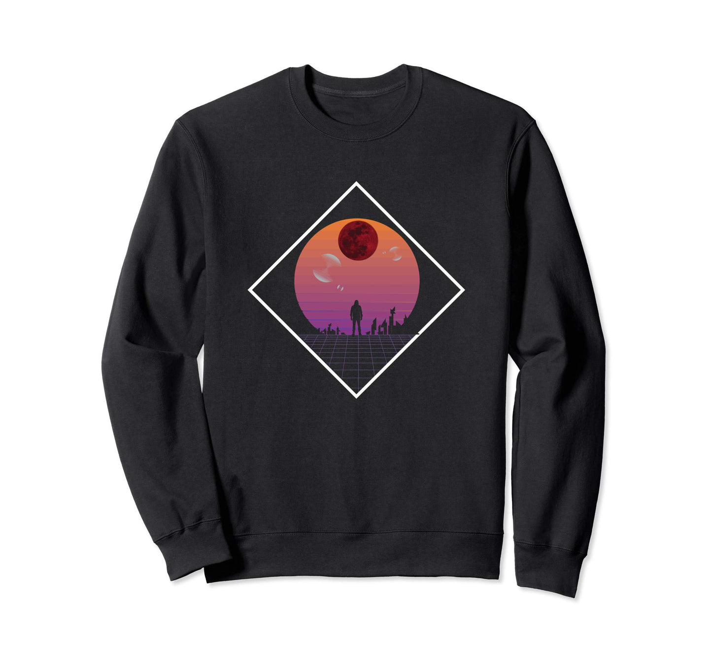 80S Future Sunset And Moon Sweatshirt - Streetwear Style for Adults - T-Shirt, Sweatshirt, Hoodie
