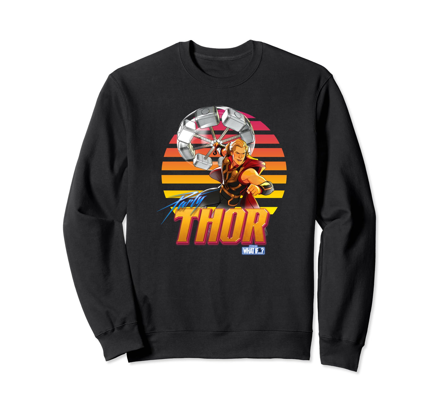 Marvel What If Party Thor Stripes Sweatshirt - Unique Graphic Men Women - T-Shirt, Sweatshirt, Hoodie
