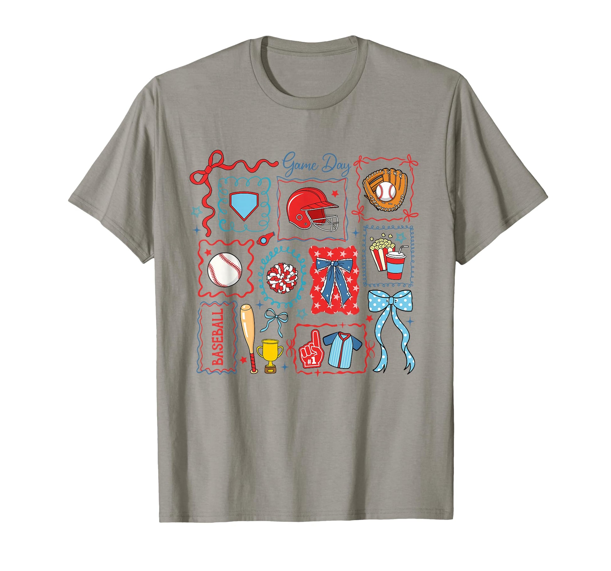 Game Day Baseball Bow Funny Baseball T-Shirt - Custom Art Print Men Women - T-Shirt, Sweatshirt, Hoodie