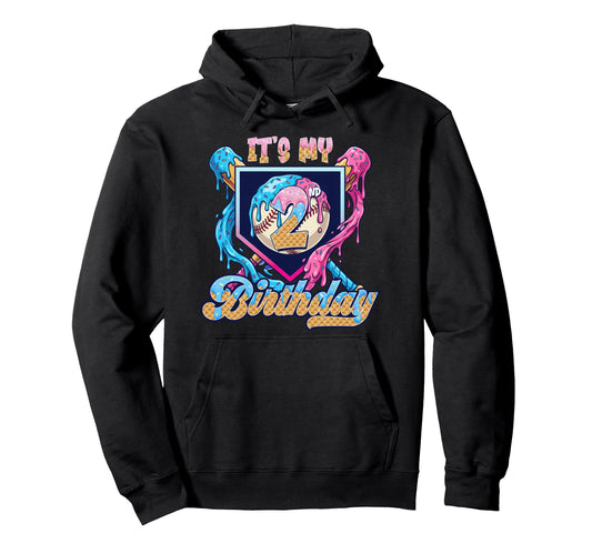 2Nd Baseball Drip Birthday Party Sport Fan Hoodie - Novelty Apparel Unisex - T-Shirt, Sweatshirt, Hoodie