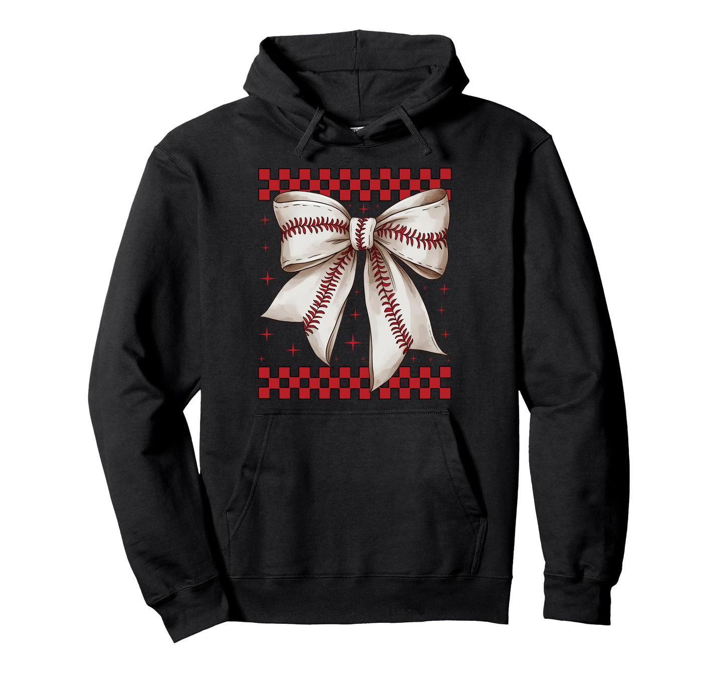 Baseball Bow Softball Gift Ribbon Hoodie - Casual Everyday Wear Men Women - T-Shirt, Sweatshirt, Hoodie