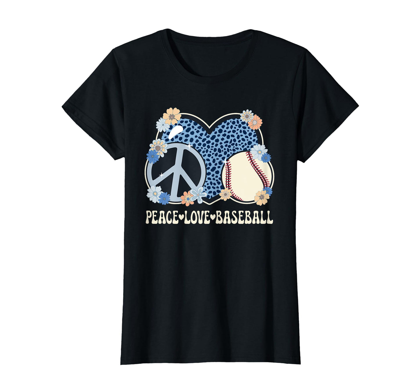 Peace Love Baseball Lover Outfit Cheetah T-Shirt - Graphic Print Men Women - T-Shirt, Sweatshirt, Hoodie