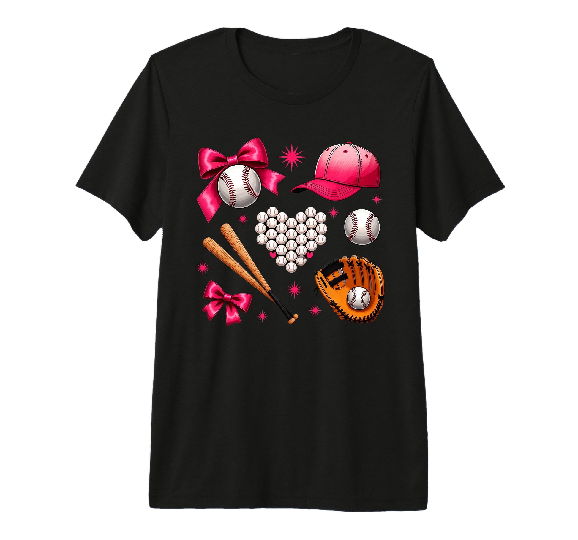 Baseball Bow Baseball Mom Mama T-Shirt - Fun Novelty Design Men Women - T-Shirt, Sweatshirt, Hoodie
