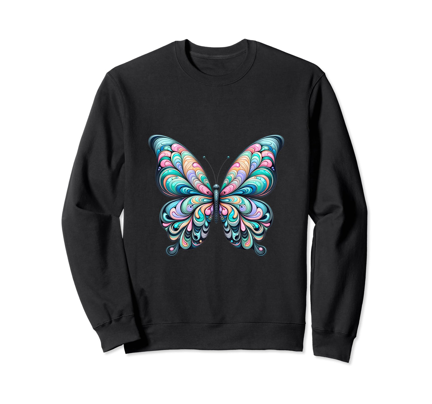 Psychedelic Butterfly Bright Sweatshirt - Fun Novelty Design for Adults - T-Shirt, Sweatshirt, Hoodie