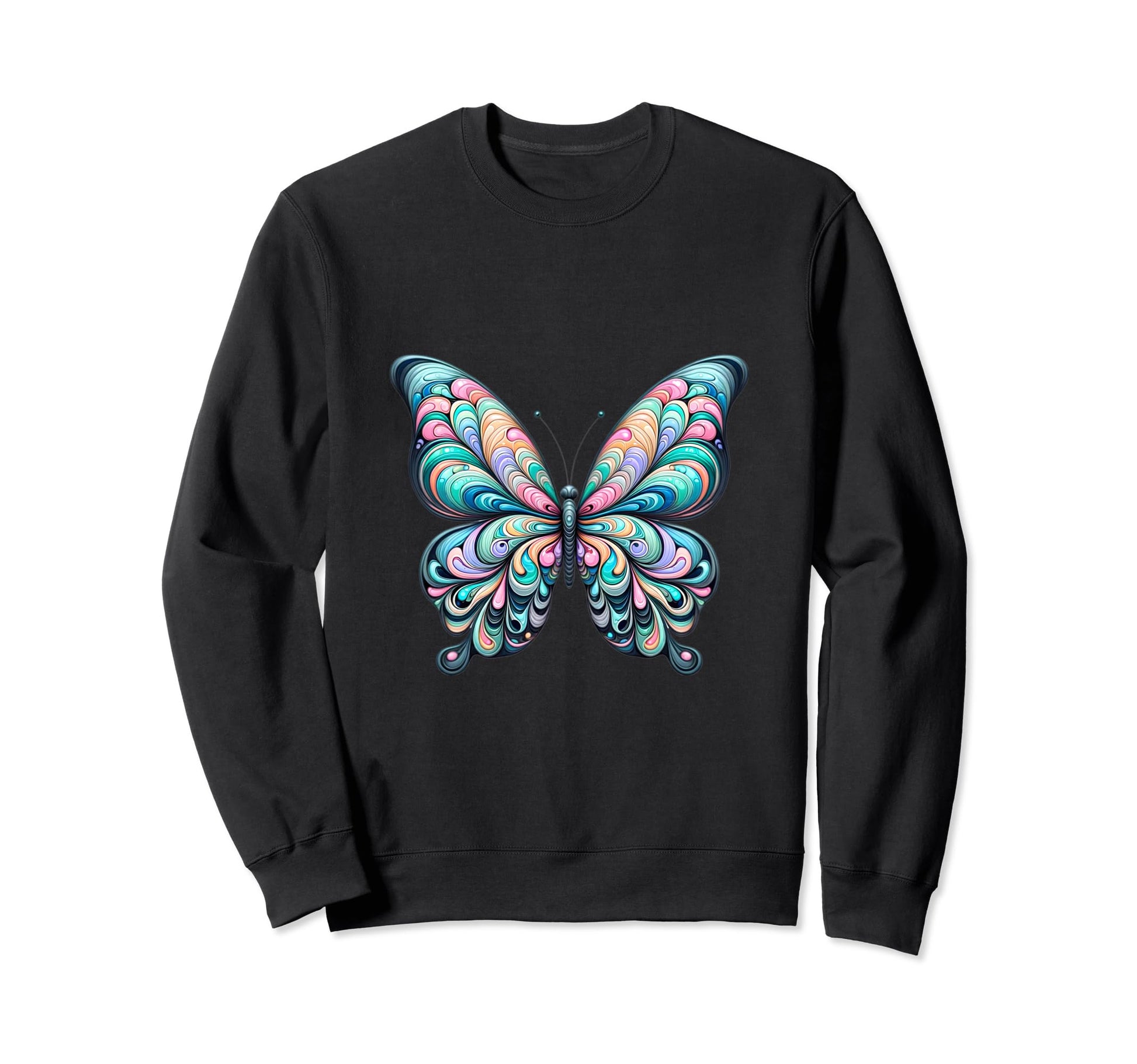 Psychedelic Butterfly Bright Sweatshirt - Fun Novelty Design for Adults - T-Shirt, Sweatshirt, Hoodie