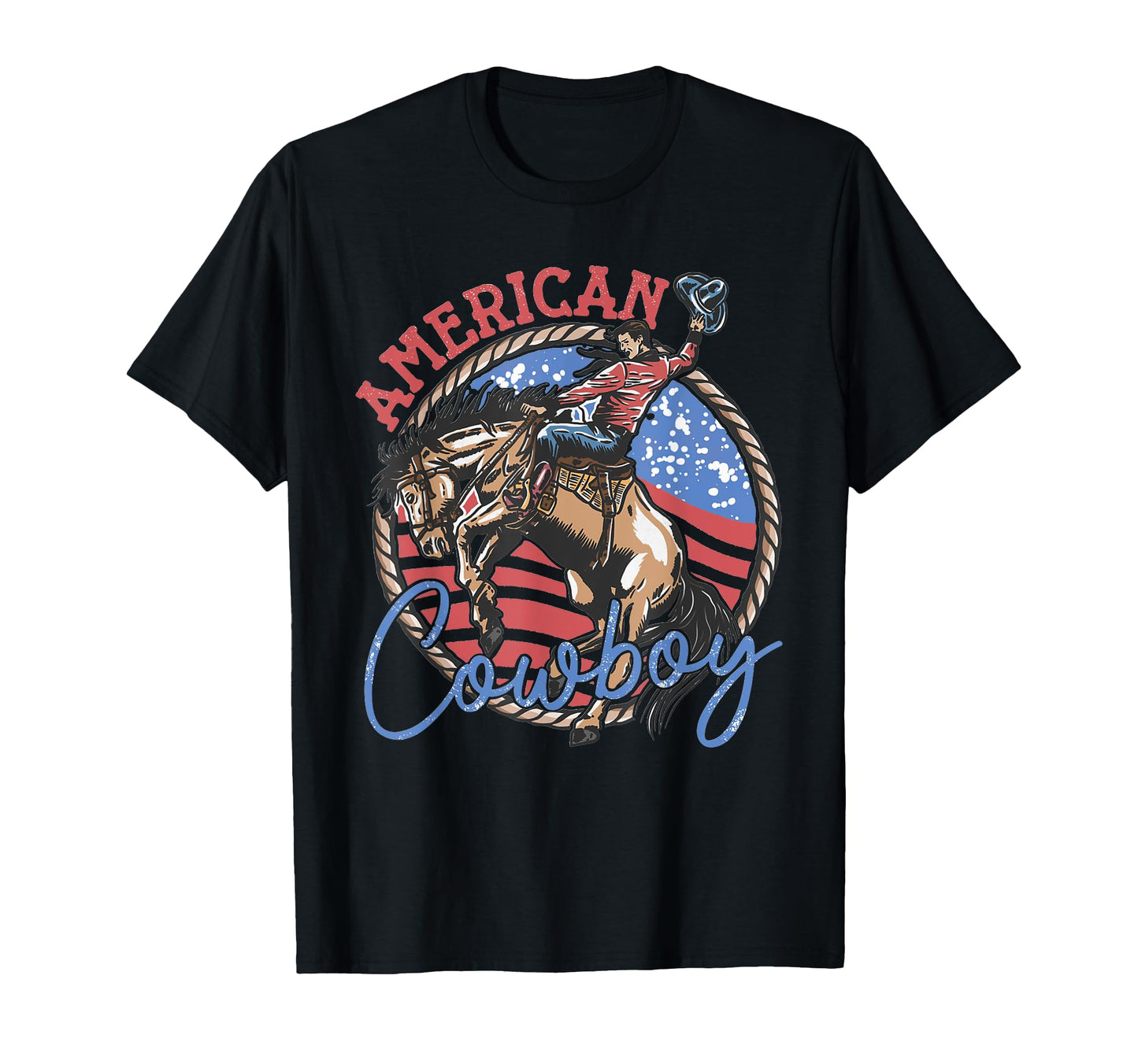 Cowboy Riding Horses Western 4Th July T-Shirt - Custom Art Print Men Women - T-Shirt, Sweatshirt, Hoodie
