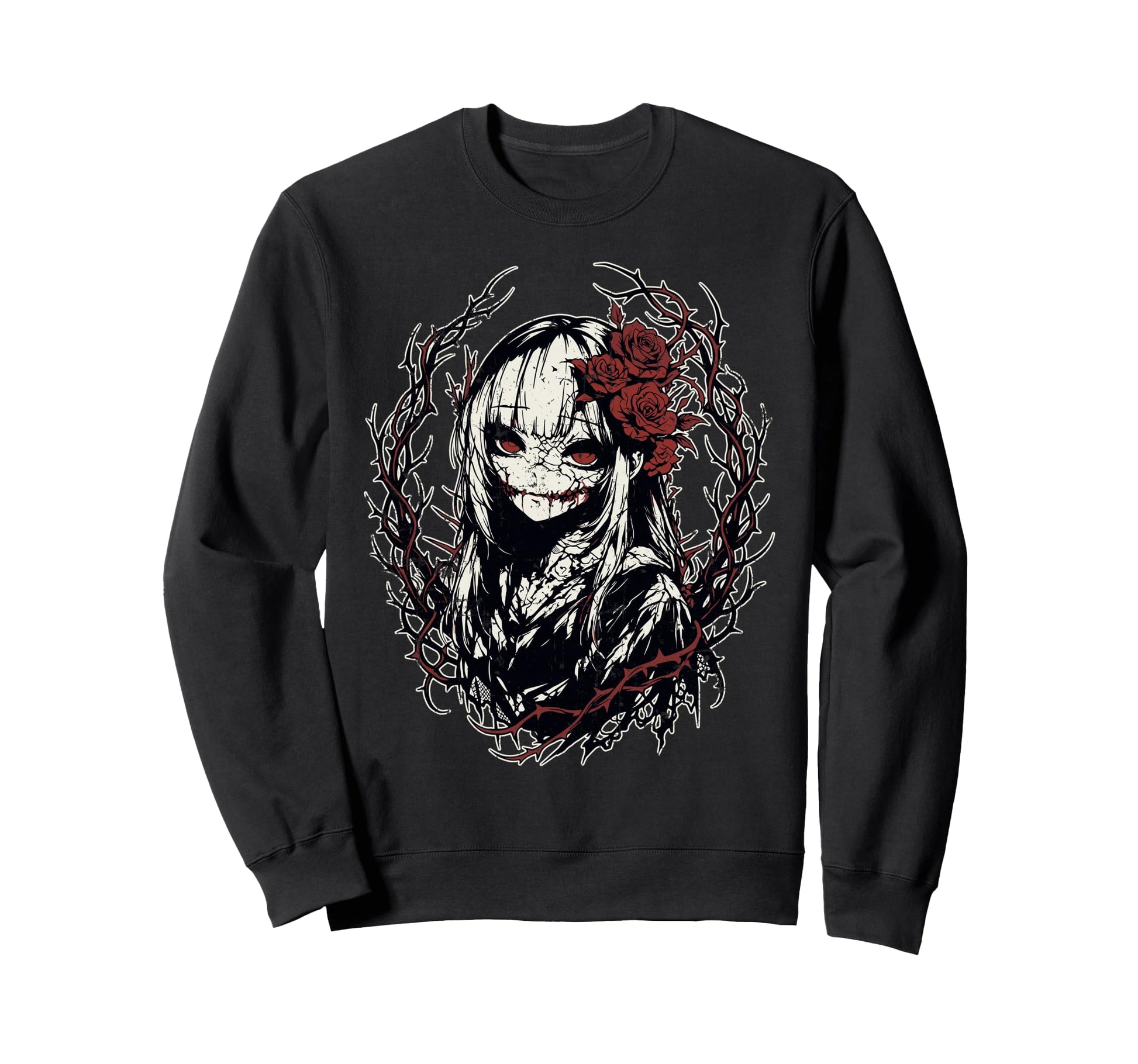 Japanese Goth Hannya Oni Mask Japan Sweatshirt - Novelty Apparel Men Women - T-Shirt, Sweatshirt, Hoodie
