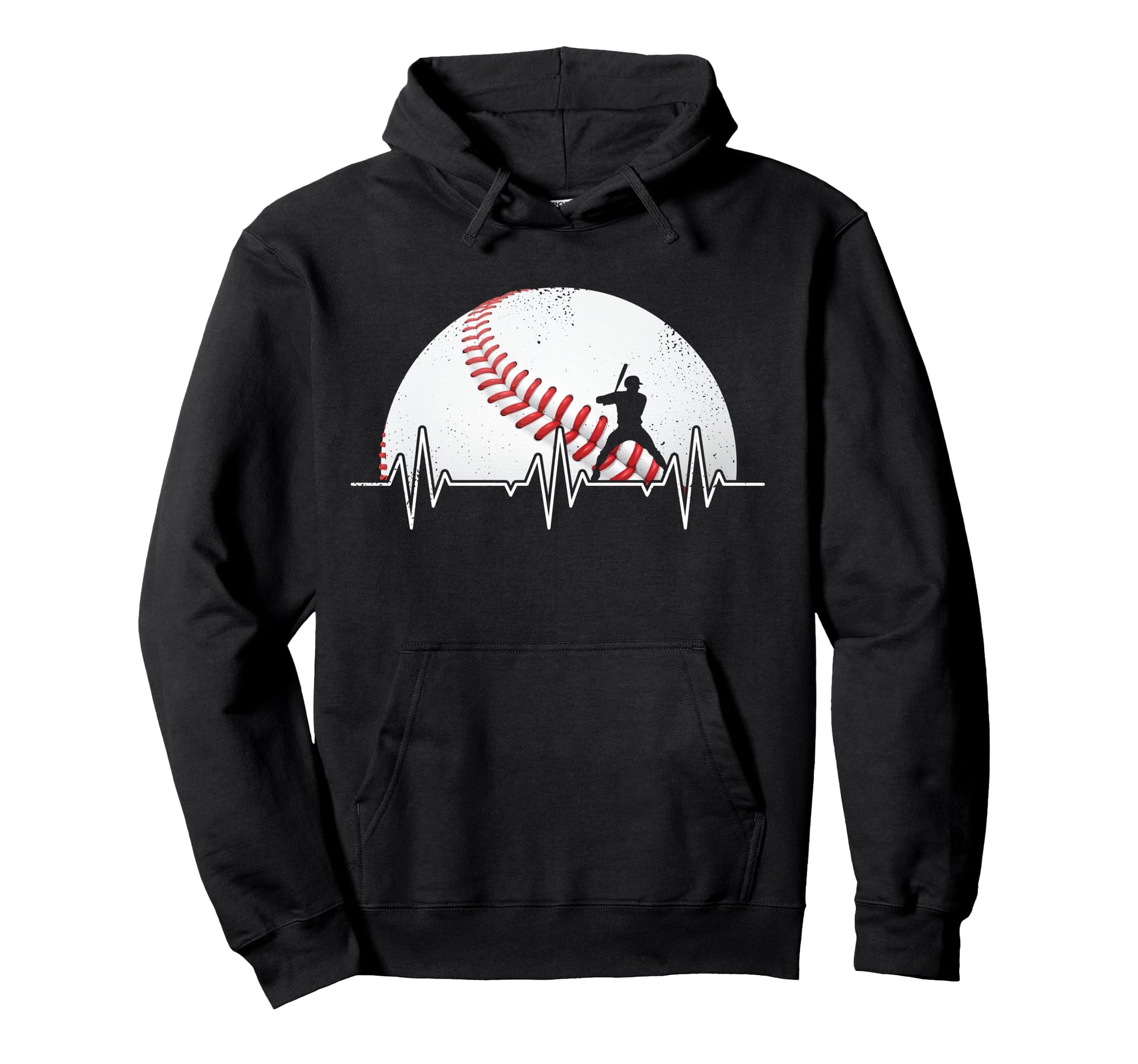 Baseball Heartbeat Baseball Player Hoodie - Fun Novelty Design Unisex - T-Shirt, Sweatshirt, Hoodie
