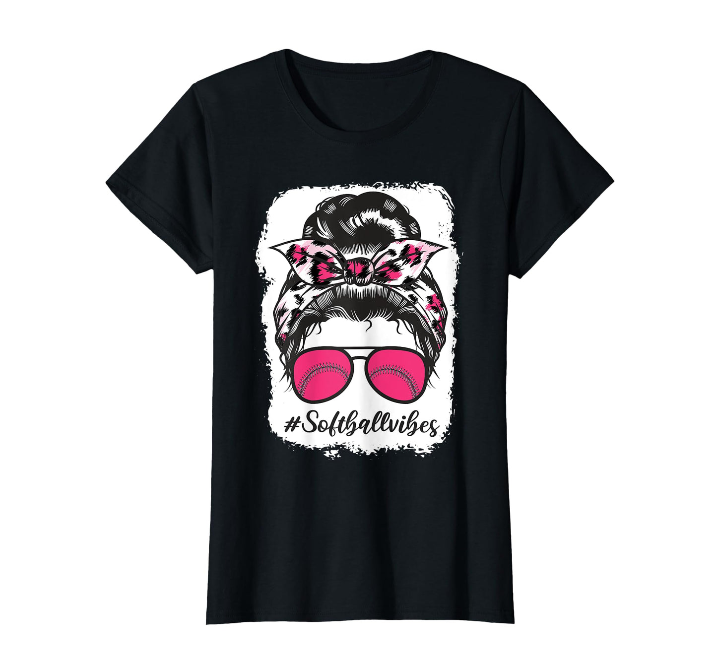 Bleached Softball Vibes Leopard T-Shirt - Aesthetic Graphic for Adults - T-Shirt, Sweatshirt, Hoodie