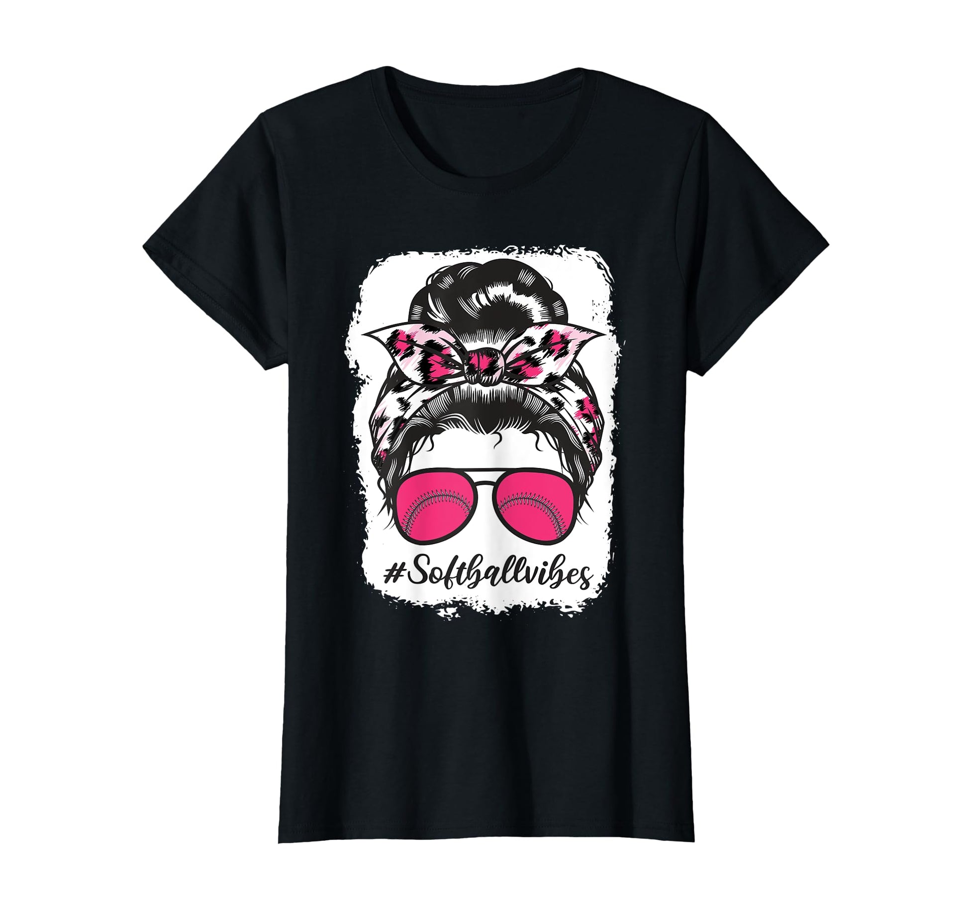 Bleached Softball Vibes Leopard T-Shirt - Aesthetic Graphic for Adults - T-Shirt, Sweatshirt, Hoodie