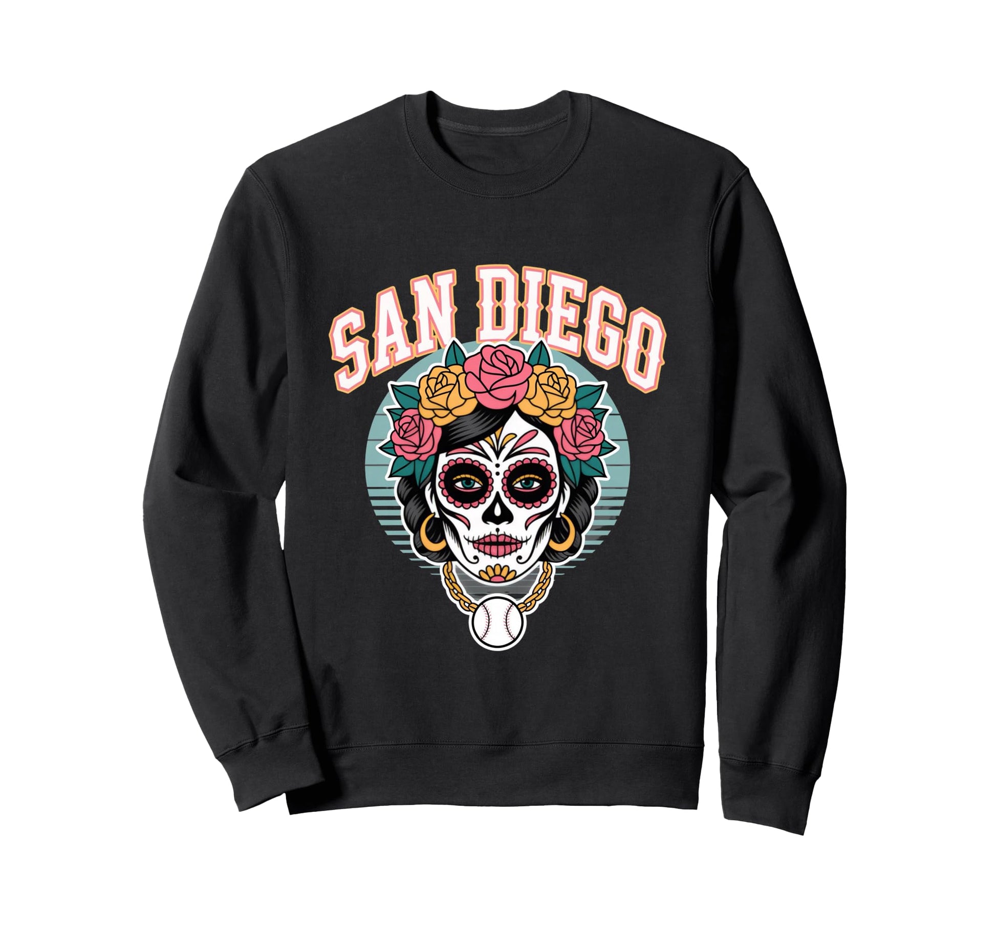 San Diego Sugar Skull Flower City Sweatshirt - Custom Art Print Unisex - T-Shirt, Sweatshirt, Hoodie