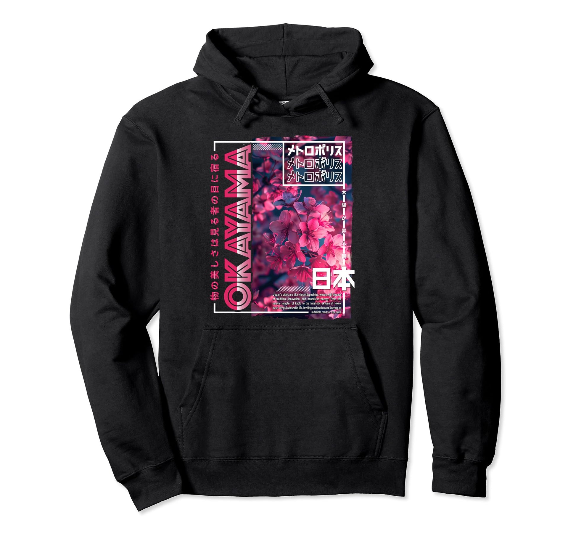 Okayama City 80S Synthwave Cherry Hoodie - Custom Art Print Men Women - T-Shirt, Sweatshirt, Hoodie