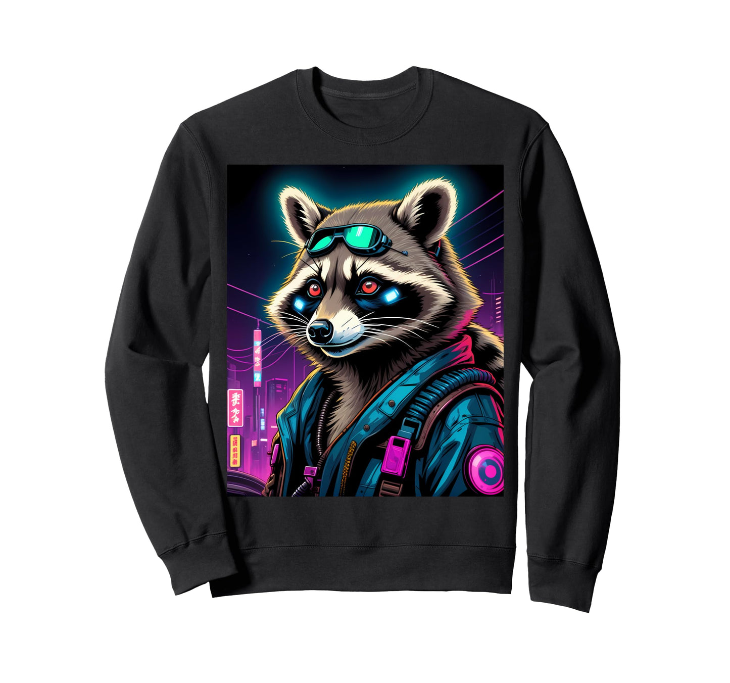 Japanese Vaporwave Raccoon 80S Sweatshirt - Trendy Graphic Men Women - T-Shirt, Sweatshirt, Hoodie